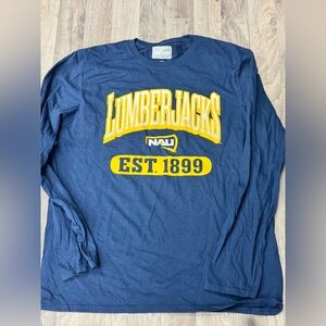 NWOT Northern Arizona Lumberjacks NAU Tee Long Sleeve Navy Blue‎ Mens Large